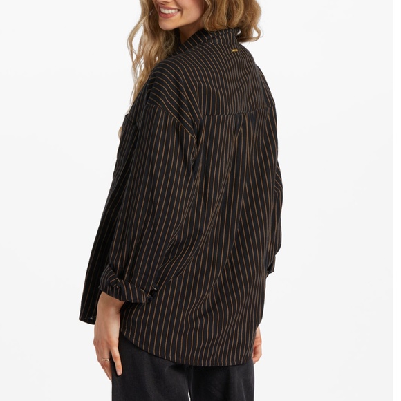 NWT Billabong Right On Striped Button Up Shirt - Picture 2 of 5